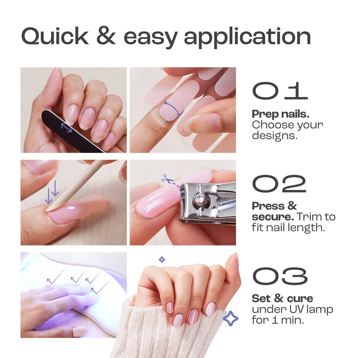 Transparent Semi Cured Nail Gel Wraps DIY Style 3D Hyaline Gel Nail Strips Stickers