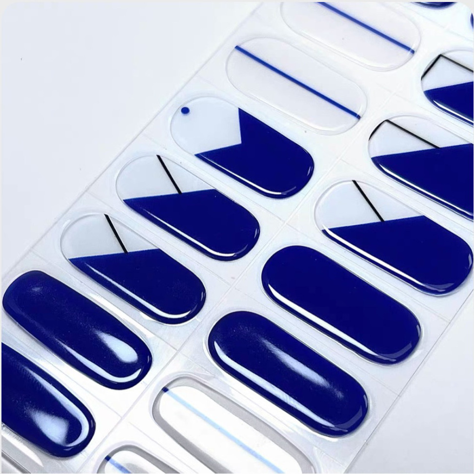 Factory Semi Cured Nail Gel Wraps 3D Figure Custom Gel Nail Art Strips Stickers