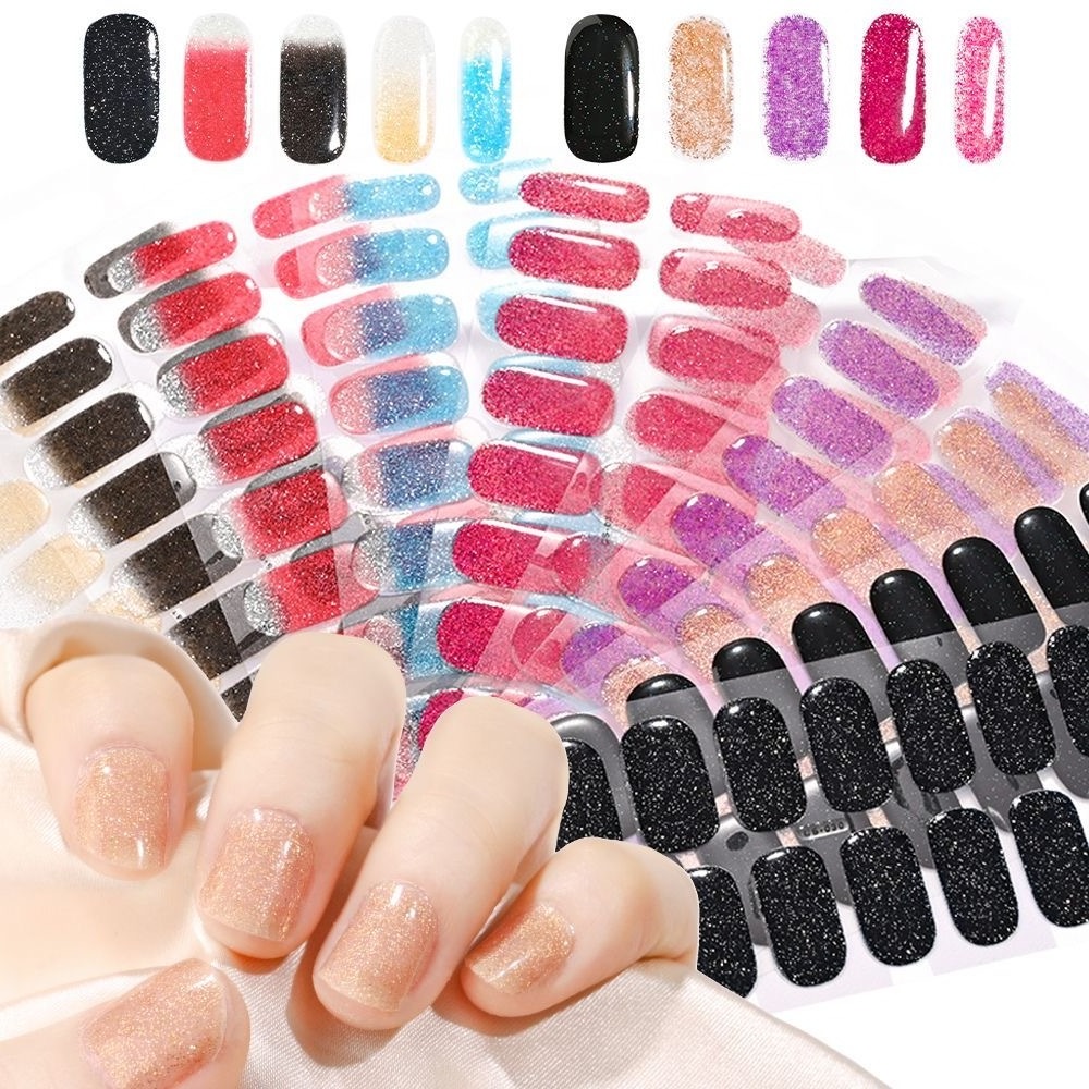 Hot Sell Semi Cured Wraps Long Lasting Gel Nail Stickers New Styles Nail Gel Wraps With Uv Lamp