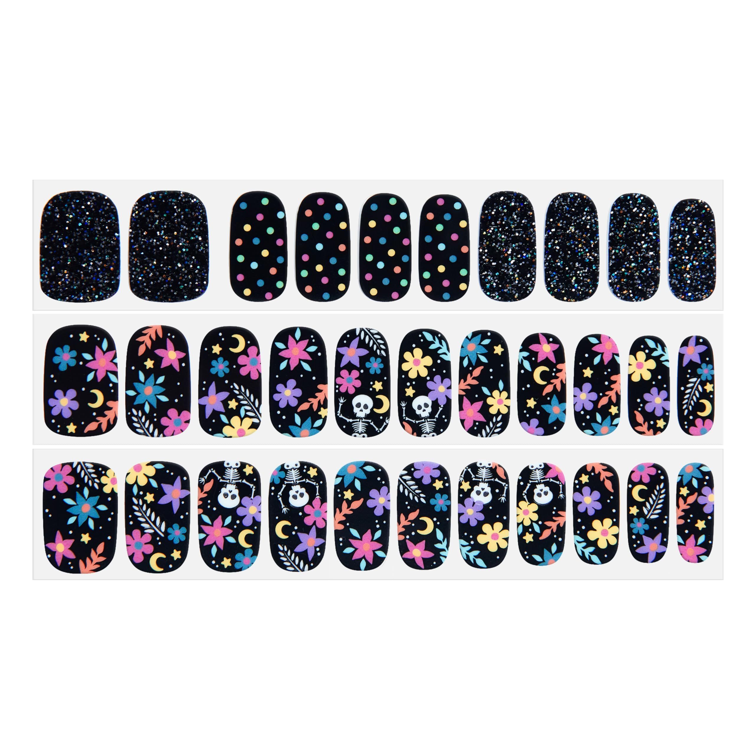 New Arrivals Semi Cured Gel Nail Wraps 22 Stickers Black Adhesive Full Package Gel Nail Strips