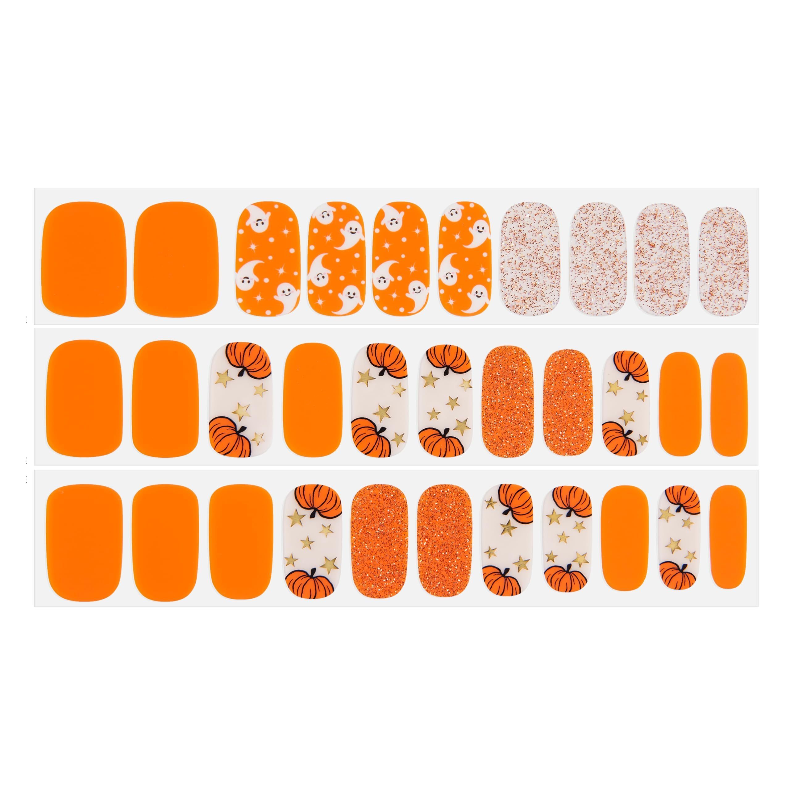 Semi Cured Gel Nail Strips 20Stickers Waterproof Gel Nail Wrapping Stickers with Nail File and Stick