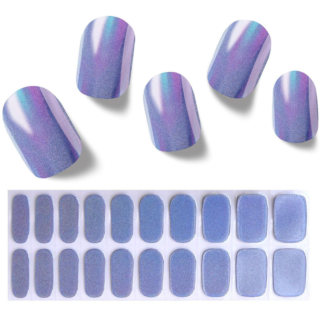 Semi cured UV Gel Nail Stickers 20 Real Gel Nail Polish Adhesive Full Wraps Strips