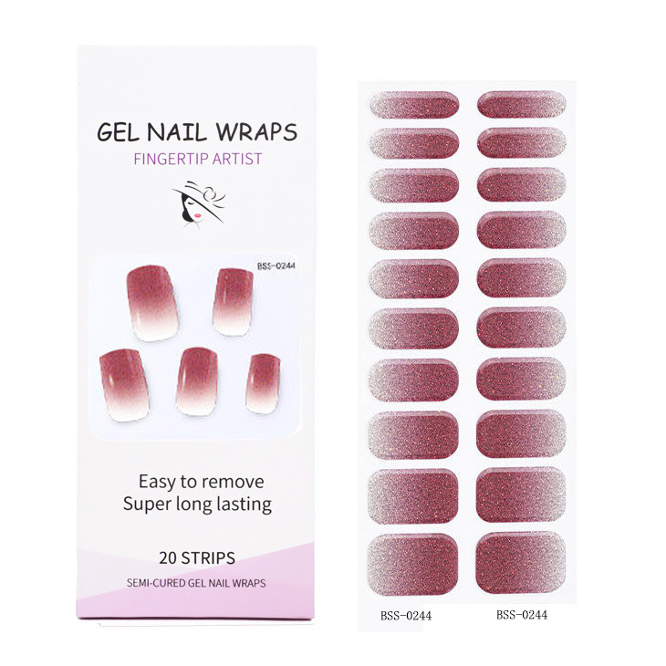 Wholesale Custom Gel Nail Wraps Art BSS-0244 Japan and US GEL Nail Sticker With UV Lamp