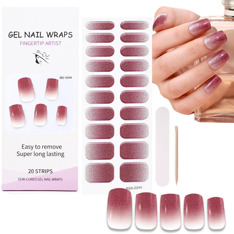 Wholesale Custom Gel Nail Wraps Art BSS-0244 Japan and US GEL Nail Sticker With UV Lamp