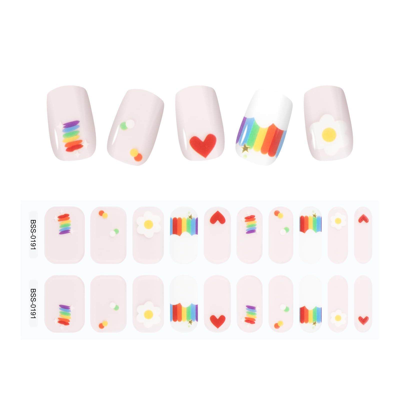 Professional Gel Nail Salon Solid Rainbow Color Gel Nail Sticker Semi Cured wraps