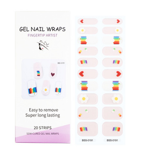 Professional Gel Nail Salon Solid Rainbow Color Gel Nail Sticker Semi Cured wraps