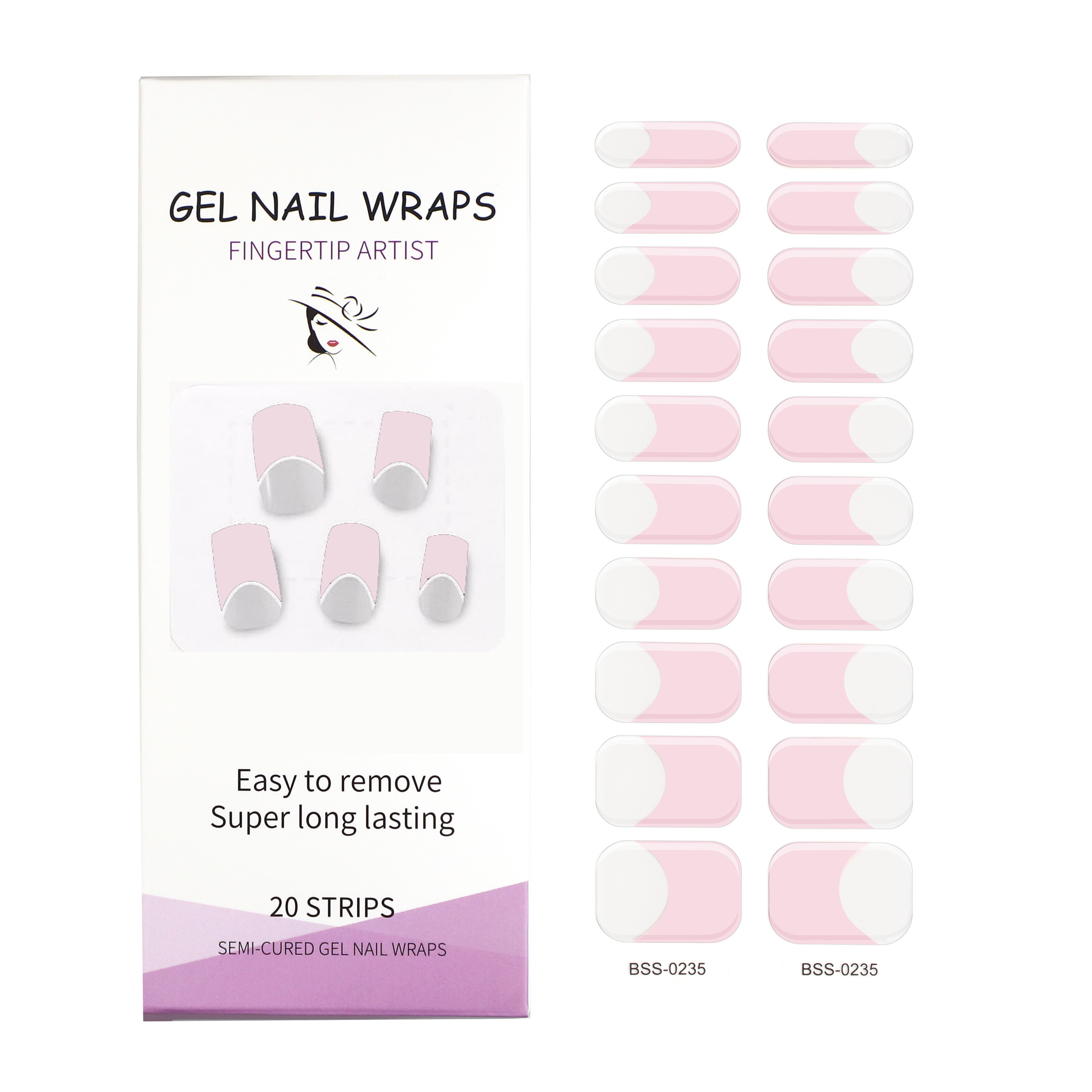 Custom Packing Factory Price Gel Nail Wraps Semi Cured Nails Polish Sticker French Style UV Gel