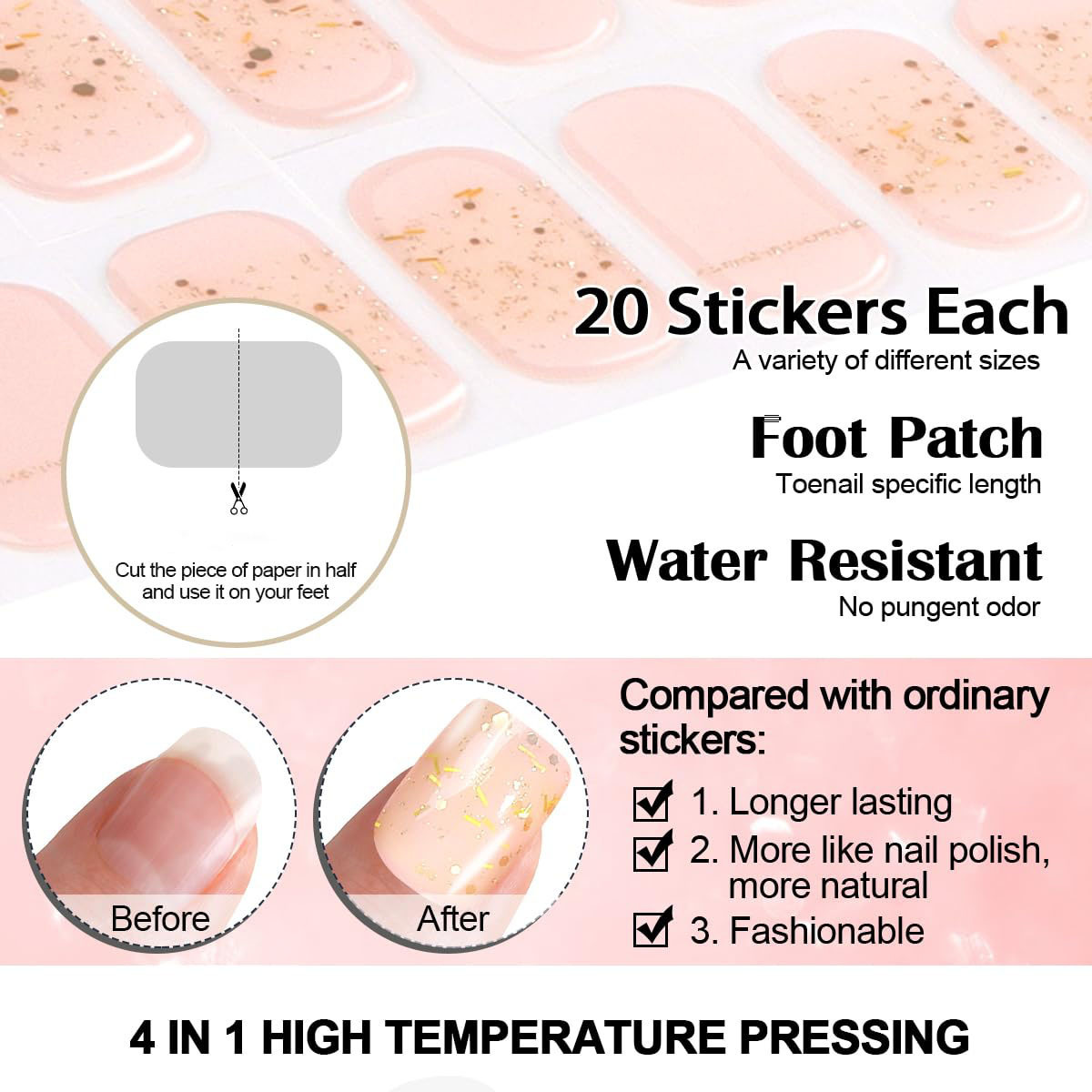 New Long Lasting Lamp Lighting Gel Strips Nail Sticker Gel Wrap UV Cure Semi-cured Gel Nail Wraps