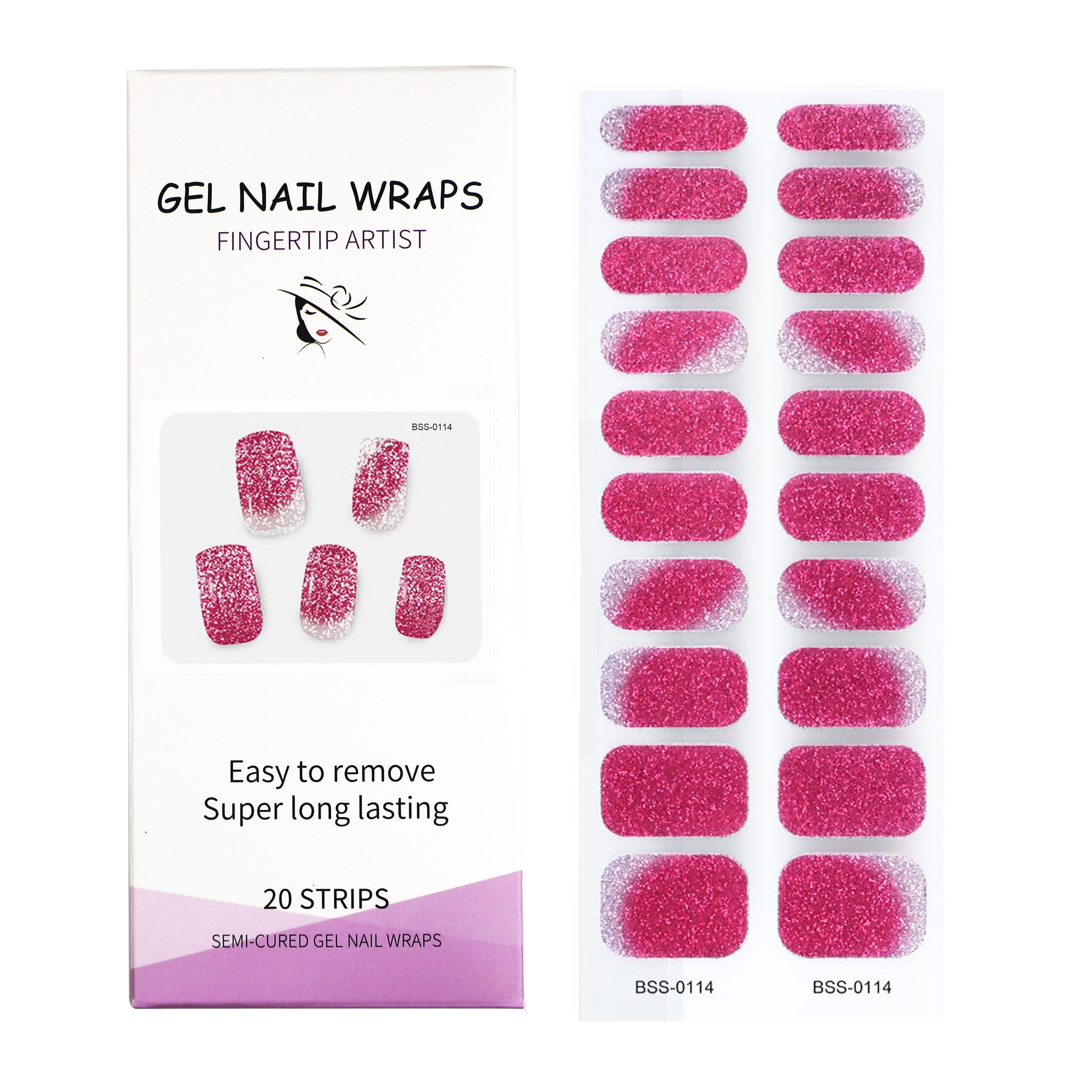 2024 New Non-toxic Long Lasting Jelly Color Full Cover Uv Semi Cured Gel Nail Wraps