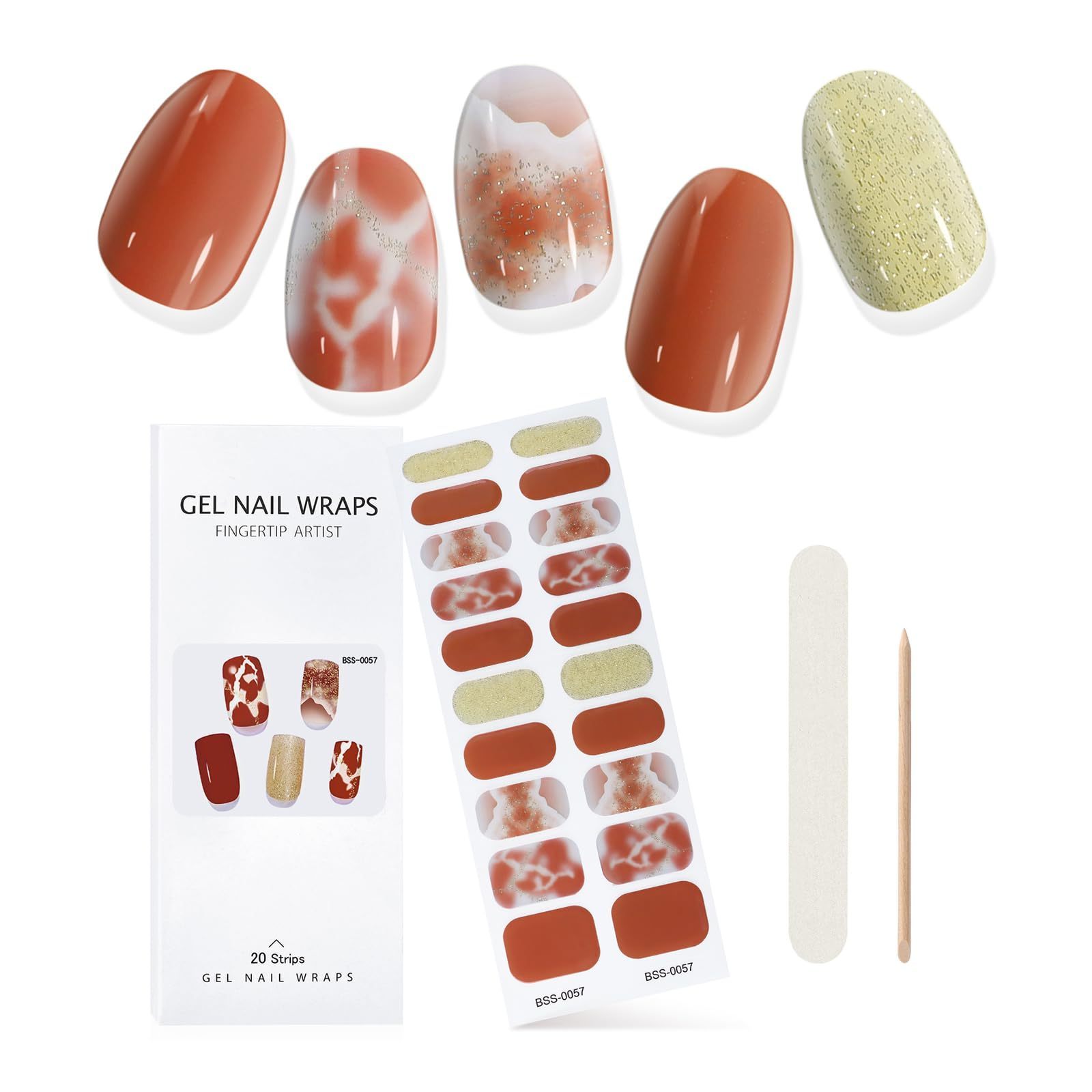 Marble Uv Nail Wraps Gel Semi-cured Gel Strips OEM Nail With The UV Lamp