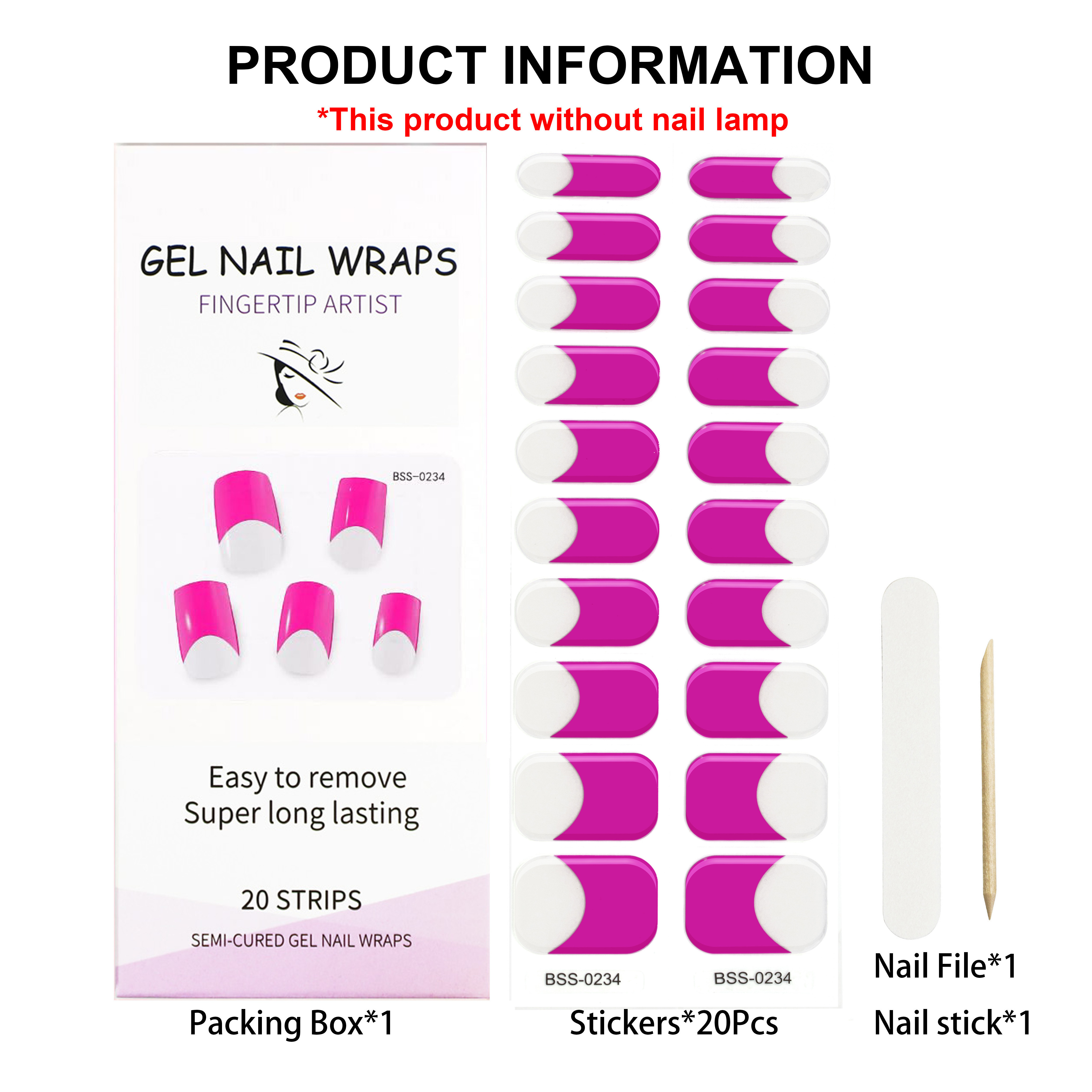 French Gel Nail Wraps Semi Cured Nails Polish Sticker French Style UV Gel Nail Sticker