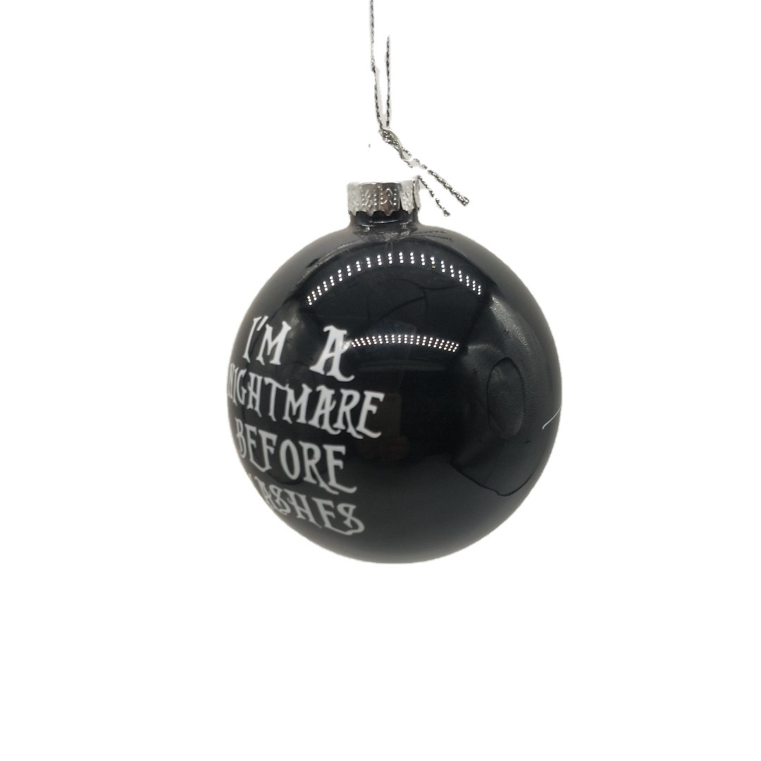 Custom Christmas Xmas Tree 8cm Black Glass Balls Bauble Ornaments With Printed Logo Photo Picture Decal Name Personalized Globe