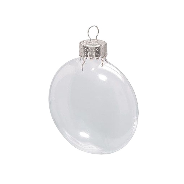 Transparent Clear 8cm 80mm Flat Disc Glass Christmas Tree Ball Bauble Hanging Blank Round Ornaments 3 1/2 3.125 inch 4 inch 10cm