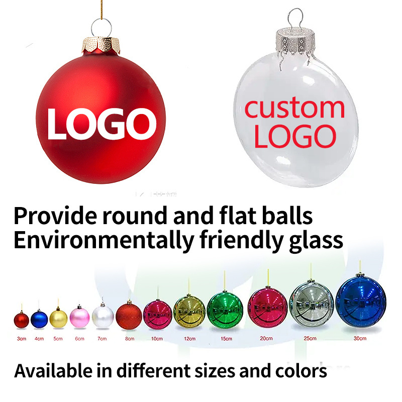 Custom Christmas Xmas Tree 8cm Black Glass Balls Bauble Ornaments With Printed Logo Photo Picture Decal Name Personalized Globe