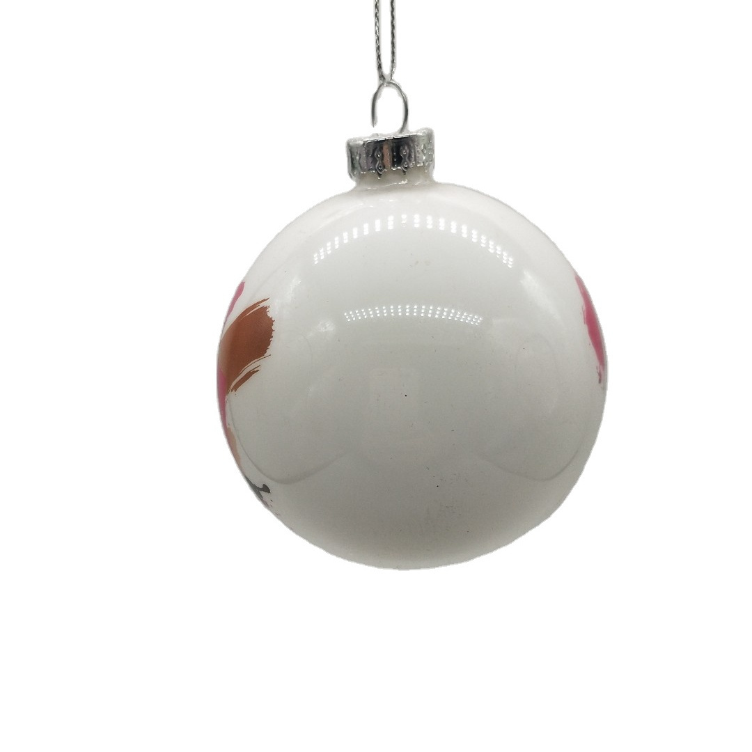 Custom Christmas Xmas Tree 8cm White Glass Balls Bauble Ornaments With Printed Logo Photo Picture Decal Name Personalized Globe