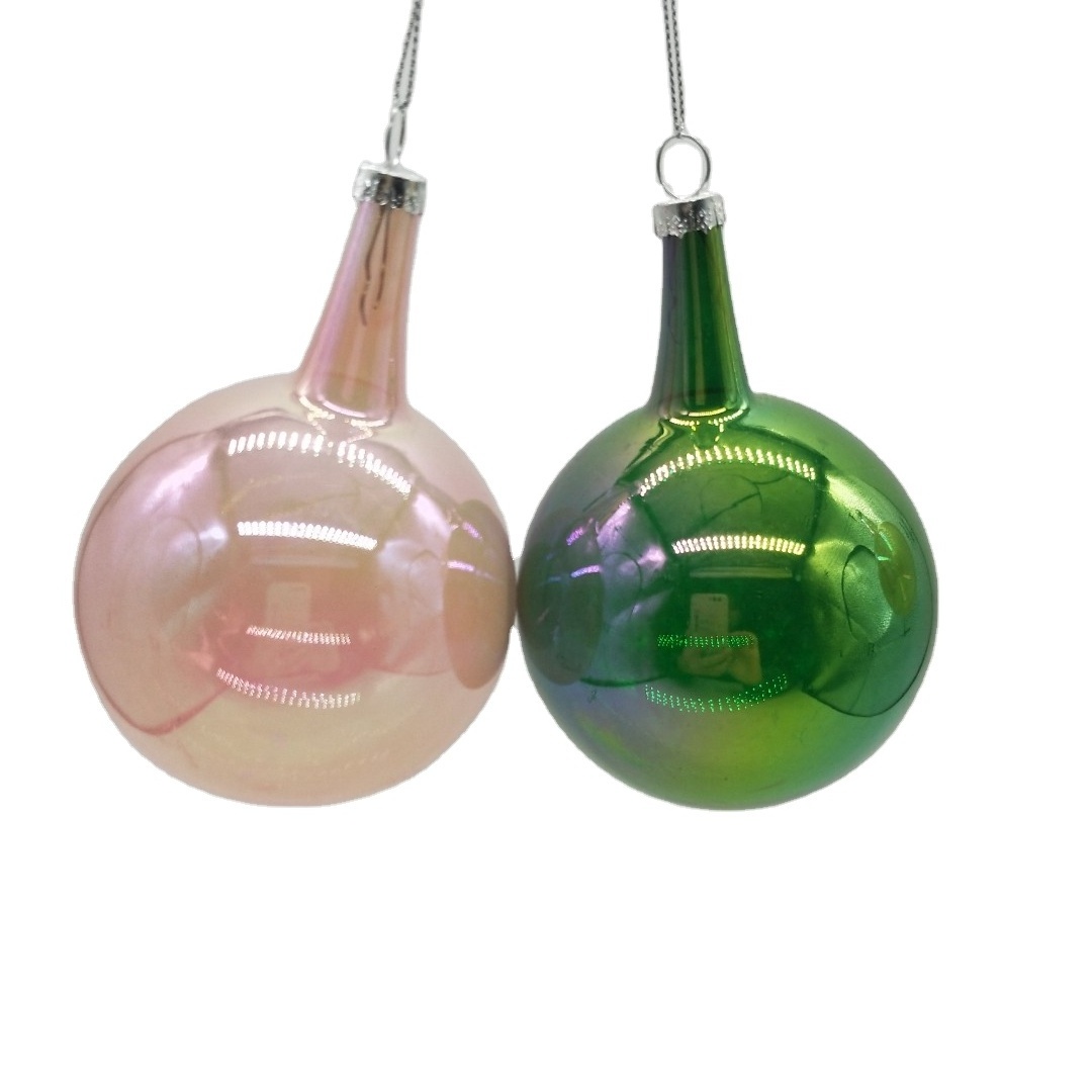 New Design 10cm 4 inches Iridescent Colorful Christmas Glass Ball Ornaments Xmas Bauble For Hanging Decoration