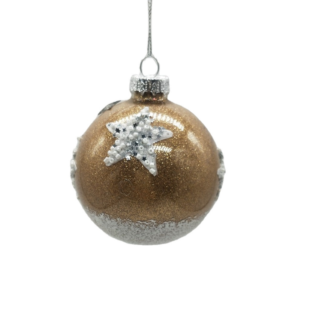 2023 New Design Christmas Tree Decoration Glass Ball Xmas Bauble Ornaments Gold Globe