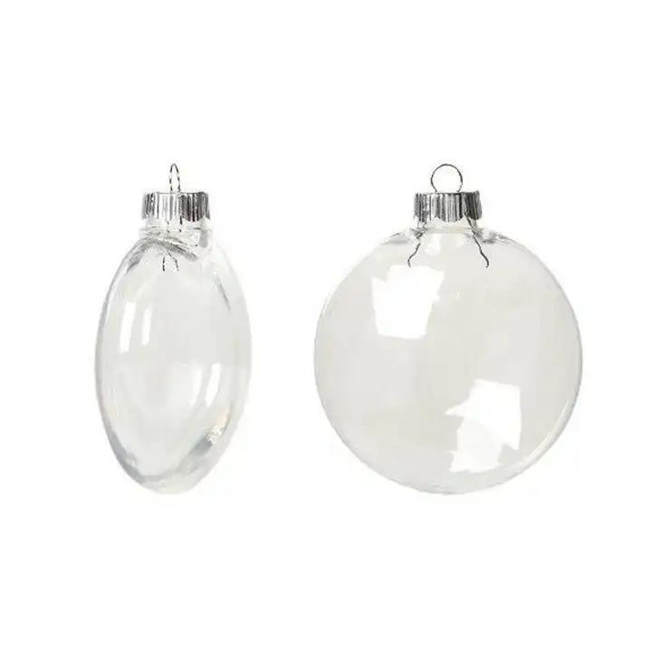 Transparent Clear 8cm 80mm Flat Disc Glass Christmas Tree Ball Bauble Hanging Blank Round Ornaments 3 1/2 3.125 inch 4 inch 10cm