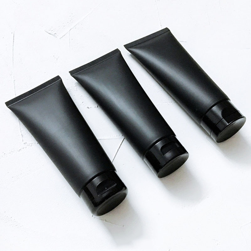 Custom Logo Frosted Matte Black Cosmetic Plastic Tube Sunscreen Face Cream Skin Care Body Lotion Packaging Hand Cream Tube