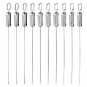 Kabob Skewers for Grilling Metal Skewers for Kabobs with Slider Flat BBQ Skewers Stainless Steel