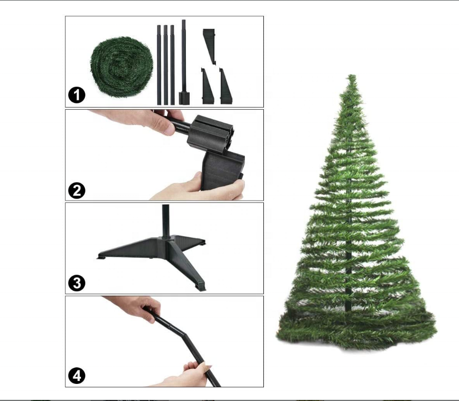 6FT Artificial Christmas Tree, Collapsible Pop Up Christmas Tree for Holiday Xmas Decorations, Home, Party, Office Decor