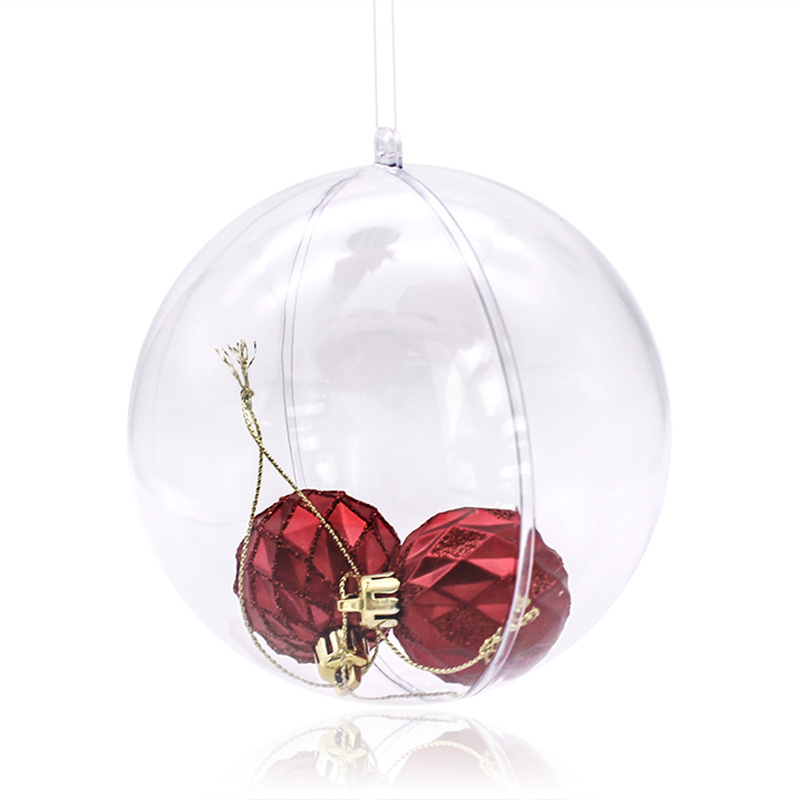 Hot selling christmas tree decoration hanging ornaments 7cm clear transparent acrylic open christmas ball