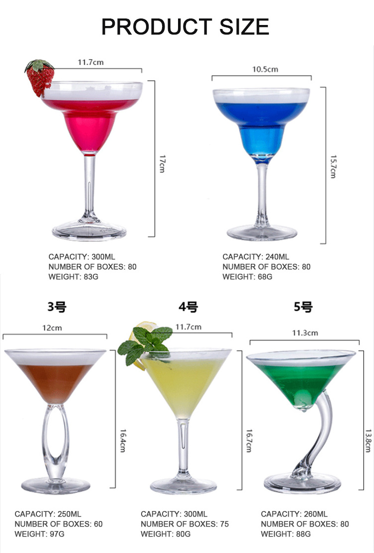 hot sale stock creative durable plastic martini glasses bulk cocktail glasses for party bar beach birthday wedding