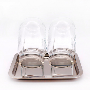 Sprouting Glass Jar Set with #304 Stand Stainless Steel Lid, Holder & Tray 2 Pack Glass jar