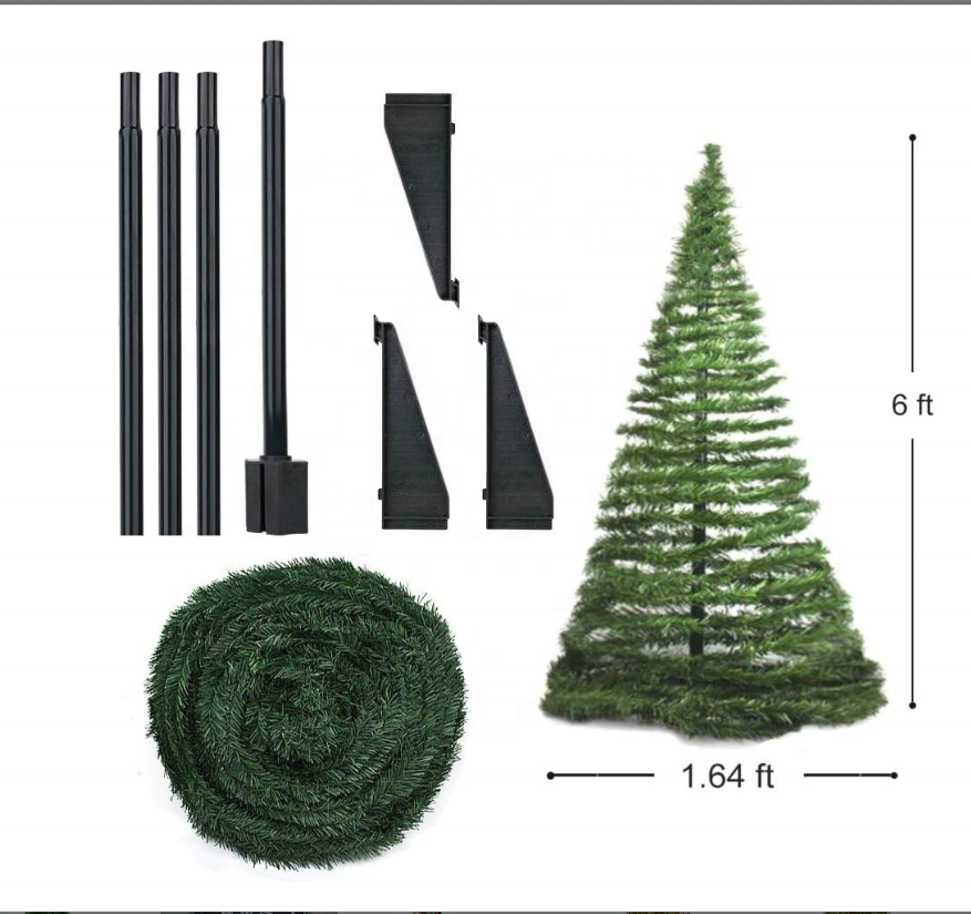 6FT Artificial Christmas Tree, Collapsible Pop Up Christmas Tree for Holiday Xmas Decorations, Home, Party, Office Decor