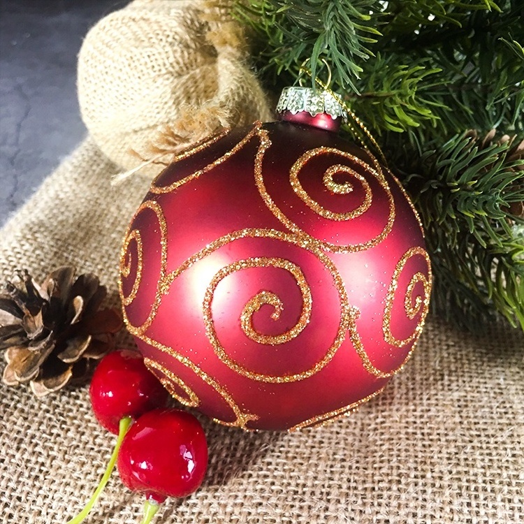 Hot sell Luxury Tree Decoration 8cm White Christmas Glass Ball For holiday