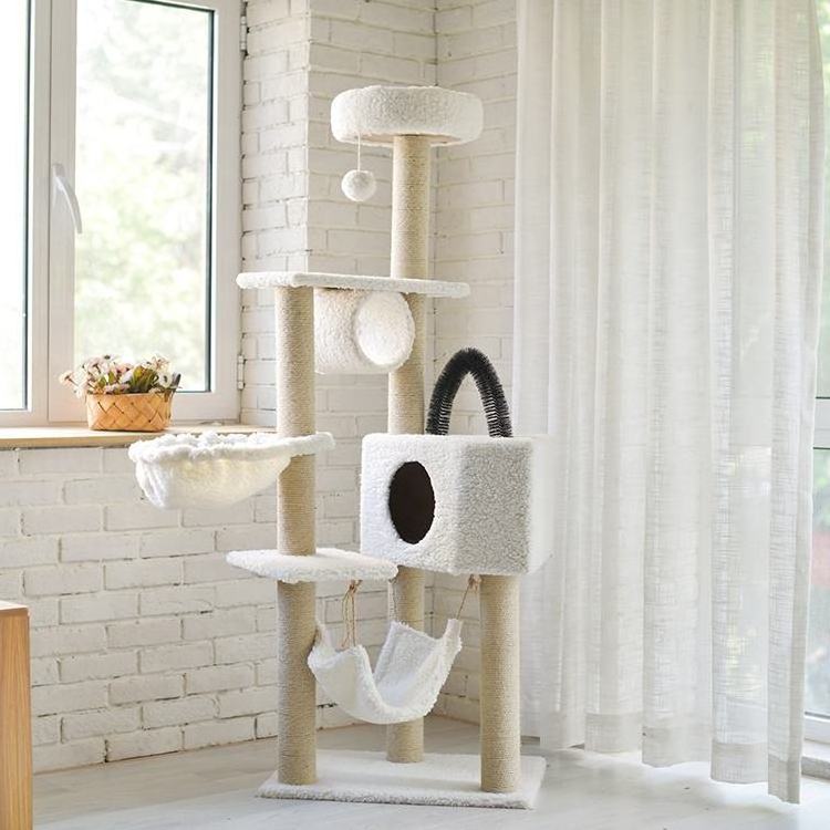 Cat tree climbing house cat toy hammock for scratc cat scratcher tower