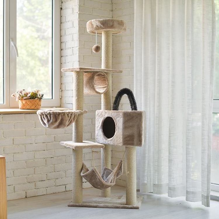 Cat tree climbing house cat toy hammock for scratc cat scratcher tower