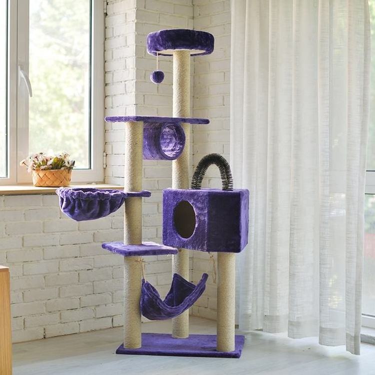 Cat tree climbing house cat toy hammock for scratc cat scratcher tower