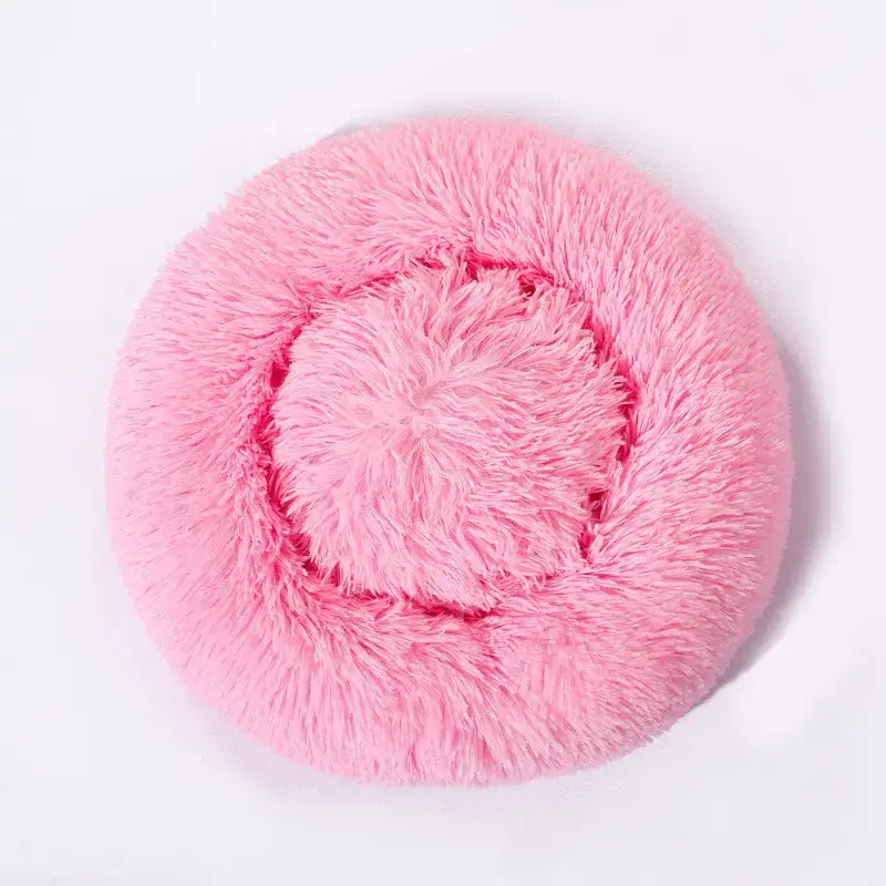 Factory custom high quality popular removable washable luxury cushion fluffy Waterproof anti slip donut round dog pet bed