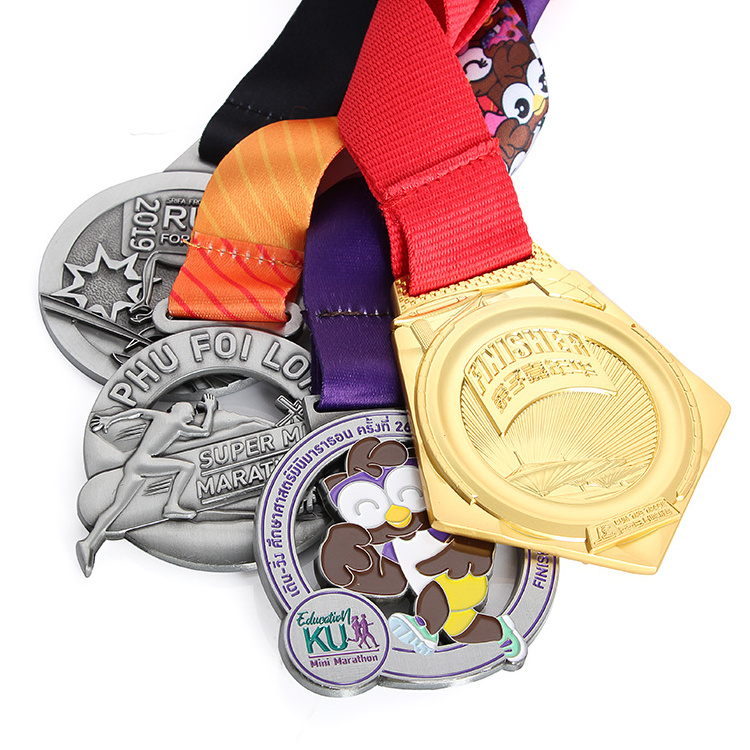 personalized custom sport gold marathon award souvenirs high quality 3d zinc alloy metal running medal with ribbon