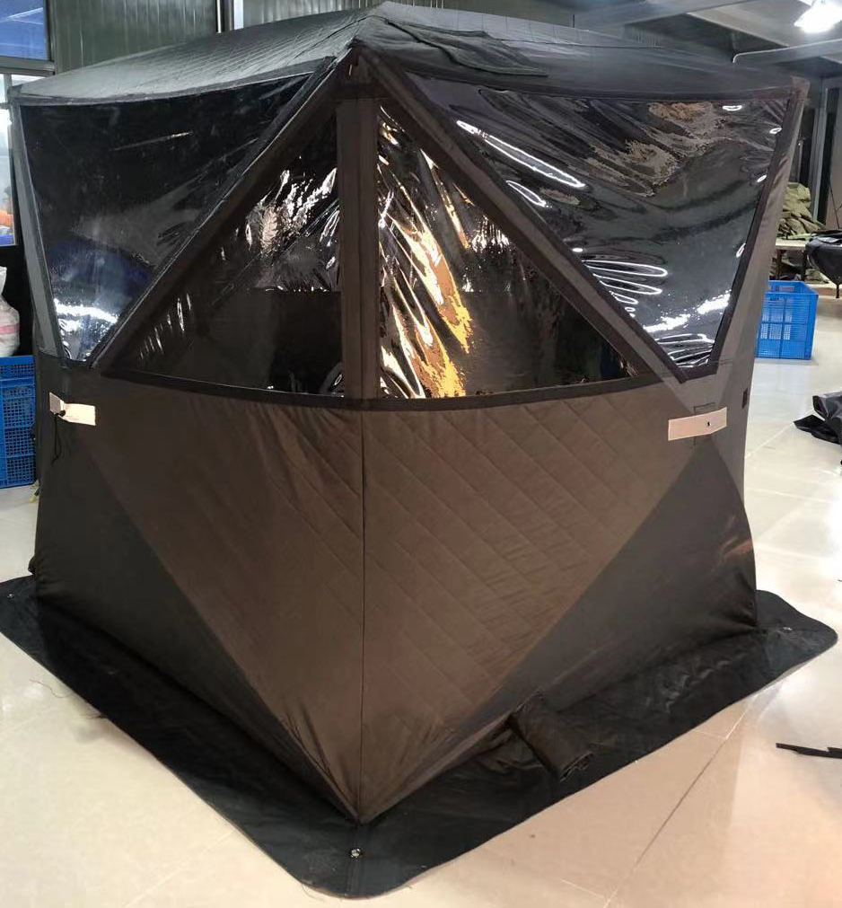 OEM waterproof hot sale winter tents camping outdoor 4 seasons custom cube tent portable steam sauna popup sauna tent with stove