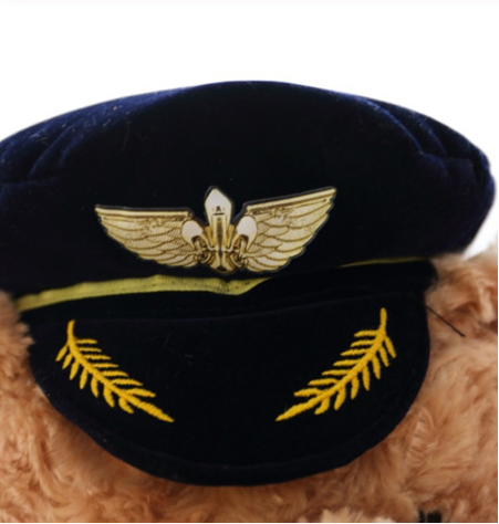 25cm Cute Pilot Teddy Bear Plush Toy/ Captain Bear Toy Birthday Gift / Baby Stuffed Plush Pilot Bear Animal Toys for Children