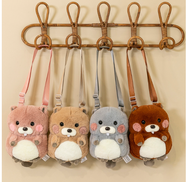 Wholesale plush hamster bag cute cartoon backpacks for kids gift for girls makeup bags