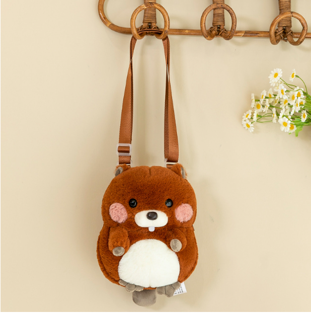 Wholesale plush hamster bag cute cartoon backpacks for kids gift for girls makeup bags