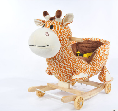 Stuffed plush giraffe rocking toy with music/Ride on rocking giraffe animal chair toy with sound/high quality plush giraffeswing