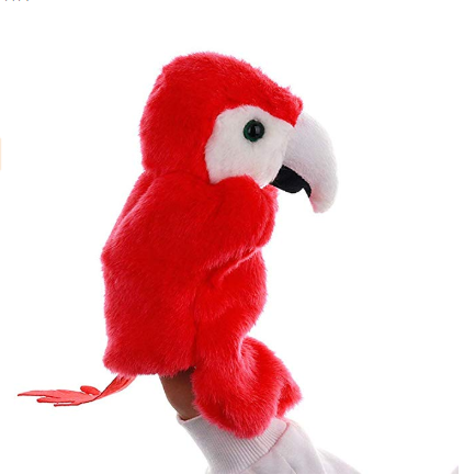 OEM Stuffed Plush Parrot Hand Puppets Toy/ Plush Animal Glove Doll Story Telling Puppets Role Play Toy Puppets Red