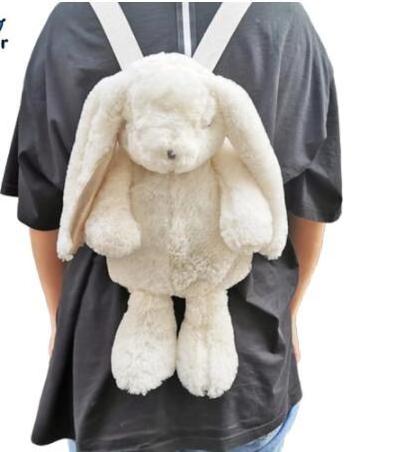 Kawaii White Rabbit Bunny Backpack School Shoulder Bag Plush Toy Custom Make Hotsale Plush Rabbit Animal Backpack Bag Toy