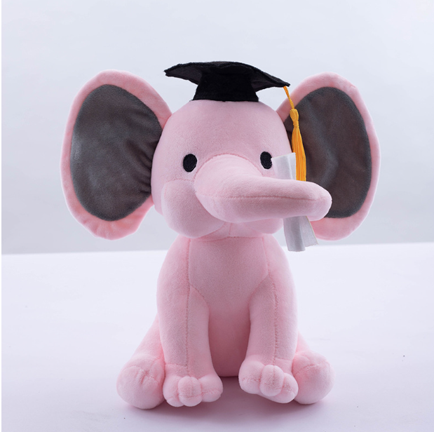 2024 Hot Selling Plush Doctor Hat Elephant Doll Wholesale Graduation Day Gift Cute Doctor Hat Elephant Plush Toy  Customizable