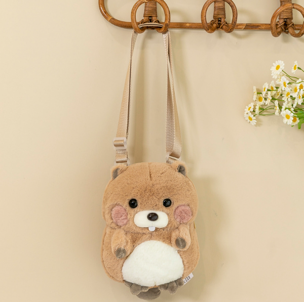 Wholesale plush hamster bag cute cartoon backpacks for kids gift for girls makeup bags