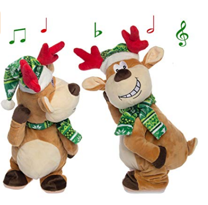 Singing Dancing  Naughty plush Reindeer Ornament toy/ Stuffed Plush Electronic Christmas Reindeer Decorations Toys