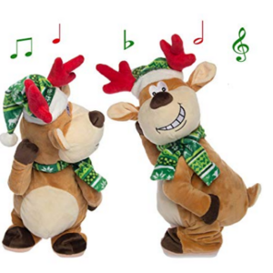 Singing Dancing  Naughty plush Reindeer Ornament toy/ Stuffed Plush Electronic Christmas Reindeer Decorations Toys