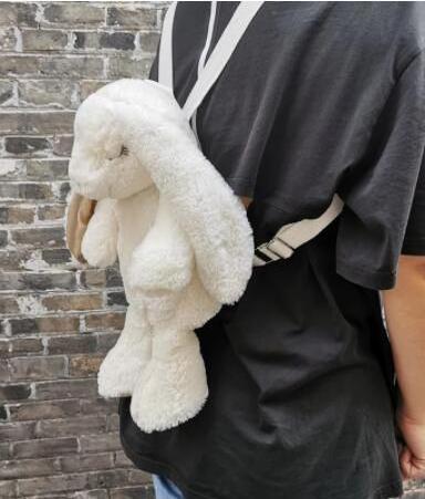 Kawaii White Rabbit Bunny Backpack School Shoulder Bag Plush Toy Custom Make Hotsale Plush Rabbit Animal Backpack Bag Toy