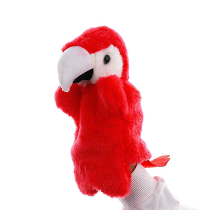 OEM Stuffed Plush Parrot Hand Puppets Toy/ Plush Animal Glove Doll Story Telling Puppets Role Play Toy Puppets Red