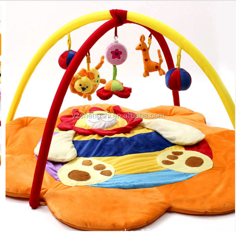 OEM baby toys education crawling kick children gifts custom soft plush musical colorful animal flower baby playmat with toy