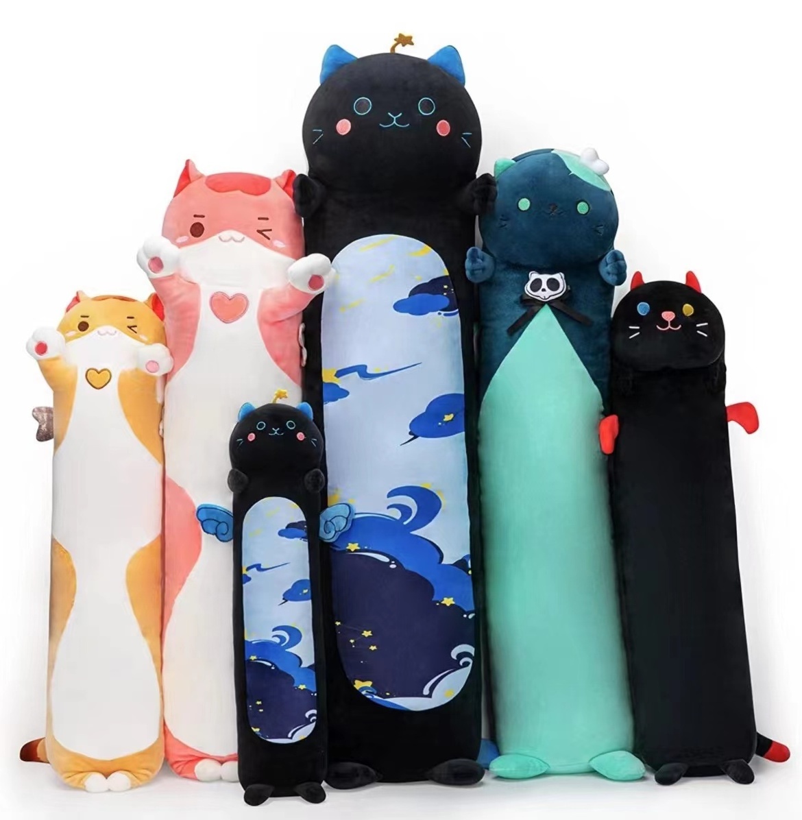 Long Animals Plush Toy Stuffed Squishy Animal Bolster Sleeping Pillow Cat Plushie Toy Sleeping Comfortable Friend Gifts